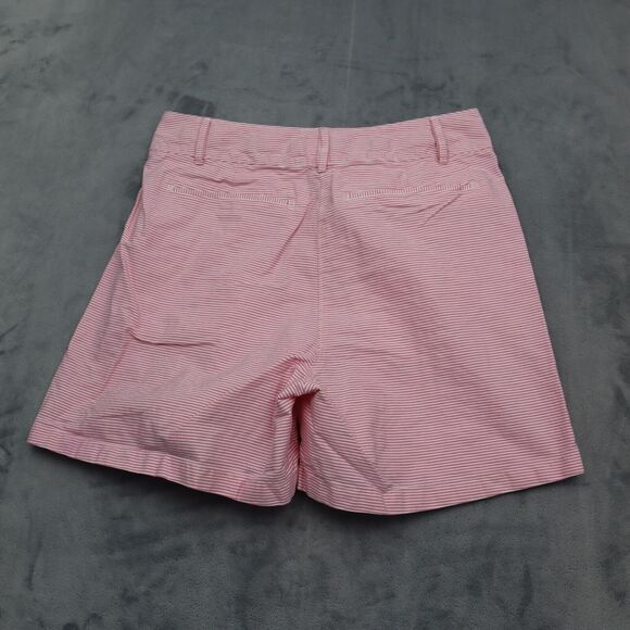 Puma Shorts Womens Pink White Striped High Rise Pocket Button Zip Pleated Chino - Picture 11 of 12